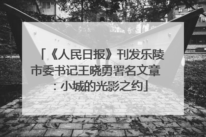 《人民日报》刊发乐陵市委书记王晓勇署名文章：小城的光影之约
