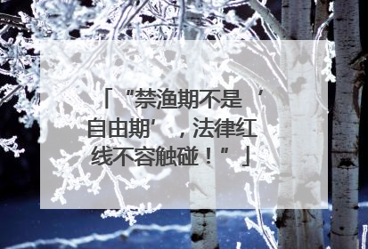 “禁渔期不是‘自由期’，法律红线不容触碰！”