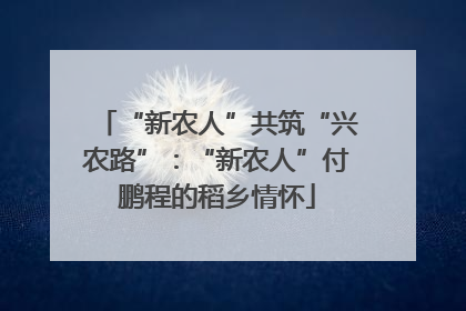 “新农人”共筑“兴农路”：“新农人”付鹏程的稻乡情怀