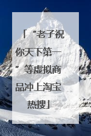 “老子祝你天下第一”等虚拟商品冲上淘宝热搜