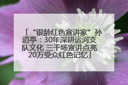 “银龄红色宣讲家”孙道亭：30年深耕运河支队文化 三千场宣讲点亮20万受众红色记忆