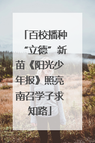 百校播种“立德”新苗《阳光少年报》照亮南召学子求知路