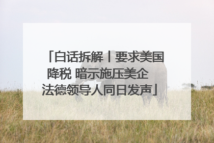 白话拆解丨要求美国降税 暗示施压美企 法德领导人同日发声