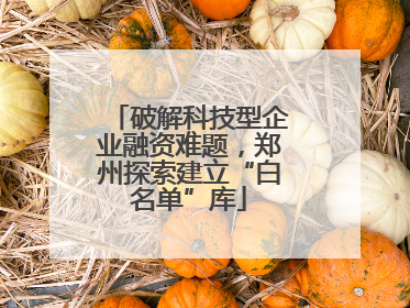 破解科技型企业融资难题，郑州探索建立“白名单”库
