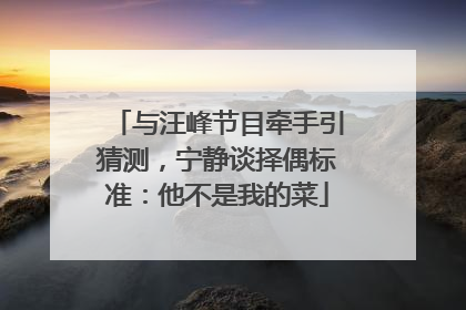 与汪峰节目牵手引猜测，宁静谈择偶标准：他不是我的菜