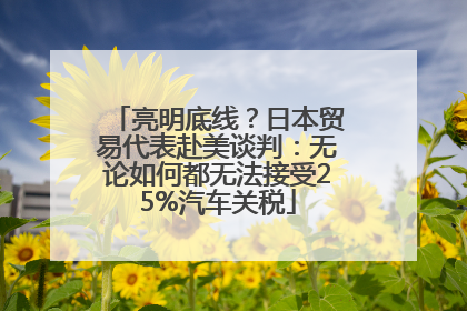 亮明底线？日本贸易代表赴美谈判：无论如何都无法接受25%汽车关税