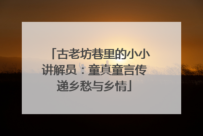 古老坊巷里的小小讲解员：童真童言传递乡愁与乡情