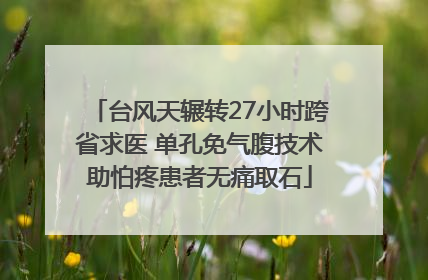 台风天辗转27小时跨省求医 单孔免气腹技术助怕疼患者无痛取石