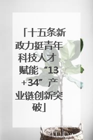 十五条新政力挺青年科技人才 赋能“13+34”产业链创新突破