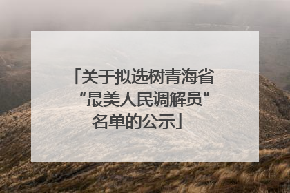 关于拟选树青海省“最美人民调解员” 名单的公示