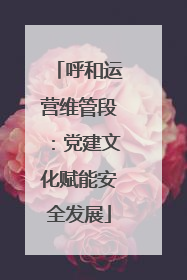 呼和运营维管段：党建文化赋能安全发展