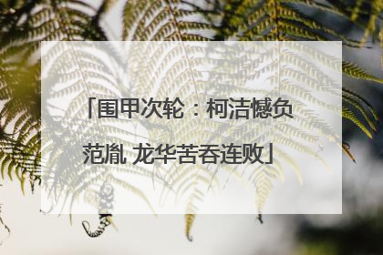 围甲次轮：柯洁憾负范胤 龙华苦吞连败