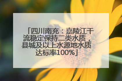 四川南充：嘉陵江干流稳定保持二类水质，县城及以上水源地水质达标率100%