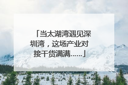 当太湖湾遇见深圳湾，这场产业对接干货满满……