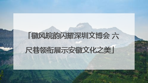 徽风皖韵闪耀深圳文博会 六尺巷领衔展示安徽文化之美