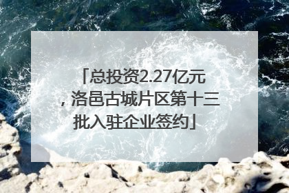 总投资2.27亿元，洛邑古城片区第十三批入驻企业签约