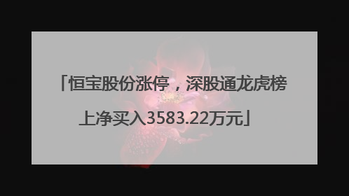 恒宝股份涨停，深股通龙虎榜上净买入3583.22万元