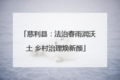 慈利县：法治春雨润沃土 乡村治理焕新颜