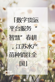 数字货运平台服务“智慧”春耕，江苏水产苗种销往全国