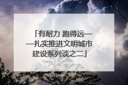 有耐力 跑得远——扎实推进文明城市建设系列谈之二