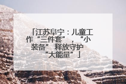 江苏阜宁：儿童工作“三件套”，“小装备” 释放守护 “大能量”