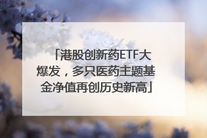 港股创新药ETF大爆发，多只医药主题基金净值再创历史新高