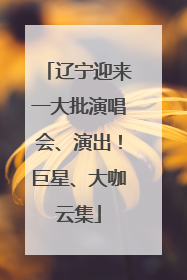 辽宁迎来一大批演唱会、演出！巨星、大咖云集
