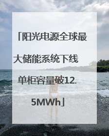阳光电源全球最大储能系统下线 单柜容量破12.5MWh