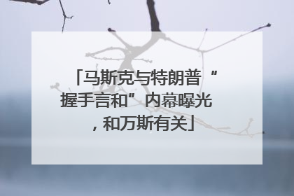 马斯克与特朗普“握手言和”内幕曝光，和万斯有关