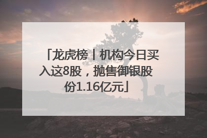 龙虎榜丨机构今日买入这8股，抛售御银股份1.16亿元