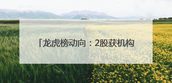 龙虎榜动向：2股获机构及北向资金集体净买入