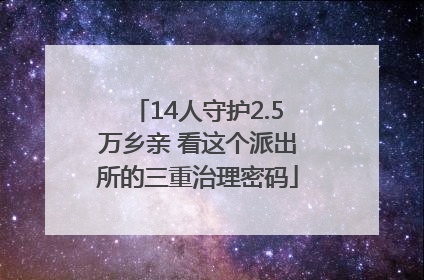 14人守护2.5万乡亲 看这个派出所的三重治理密码
