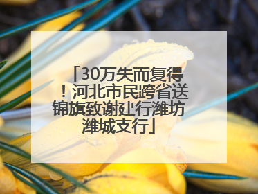 30万失而复得！河北市民跨省送锦旗致谢建行潍坊潍城支行