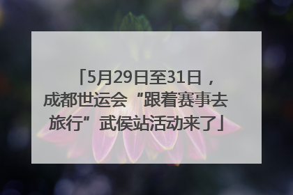 5月29日至31日，成都世运会“跟着赛事去旅行”武侯站活动来了