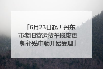 6月23日起！丹东市老旧营运货车报废更新补贴申领开始受理
