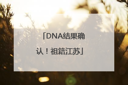 DNA结果确认！祖籍江苏
